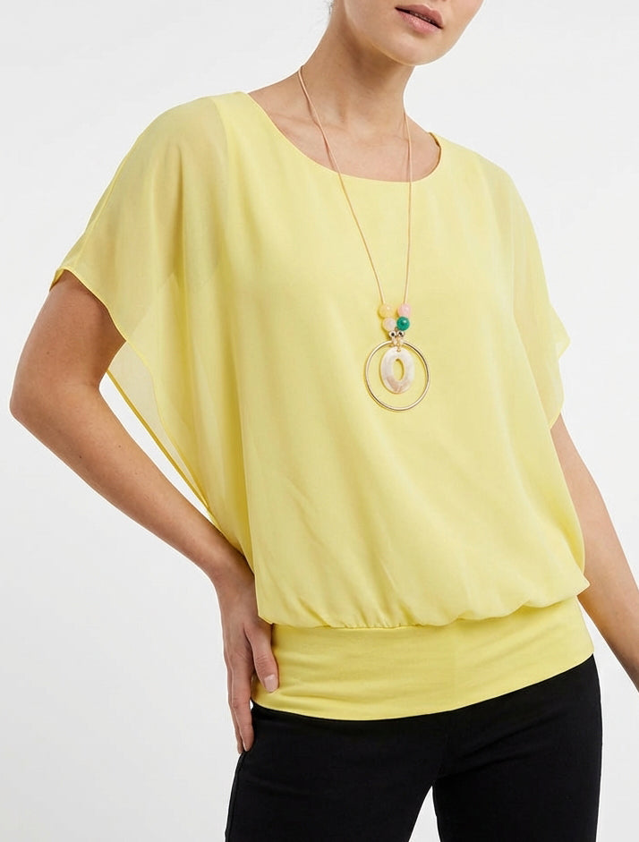 Top liso de manga corta - Amarillo