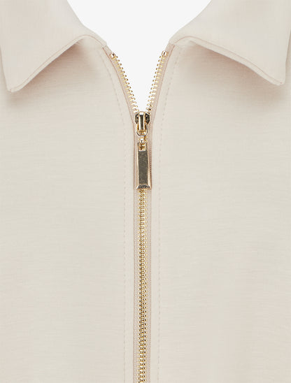 Veste coupe boule zippée effet froncé - Beige - 3