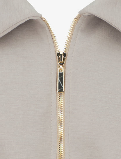 Veste coupe boule zippée effet froncé - Taupe - 3