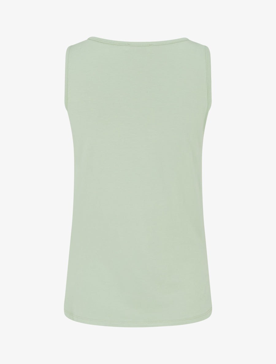 Top sans manches effet drapé à bretelle bijou - Vert amande - 2