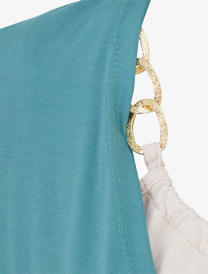 Top effet superposé à chaînes - Turquoise - 3