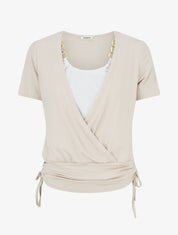 Top effet superposé à chaînes - Beige - 1