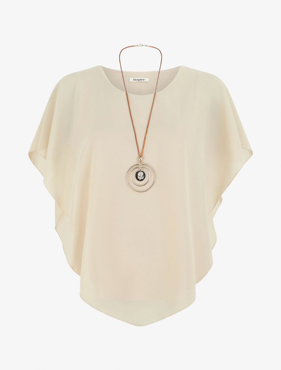 Top droit fluide en voile - Beige - 1