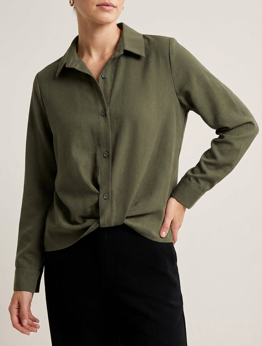 Blusa anudada asimétrica - Caqui
