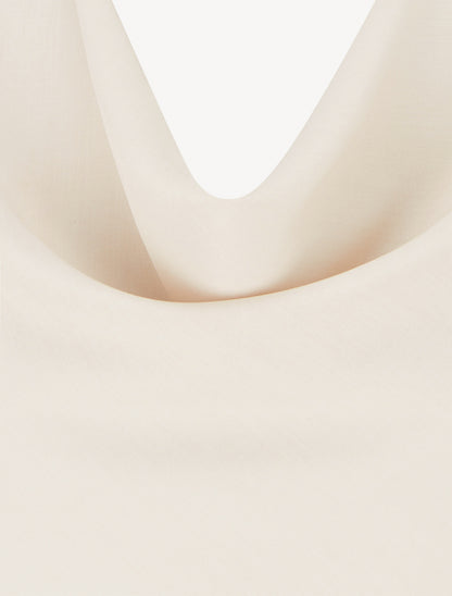Top uni sans manches à col bénitier - Beige - 3
