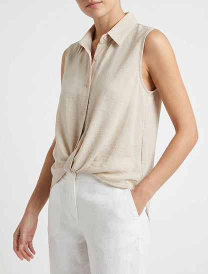 Top fluido efecto anudado - Beis