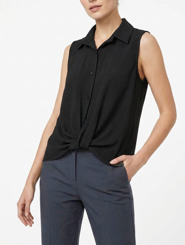 Top fluido efecto anudado - Negro