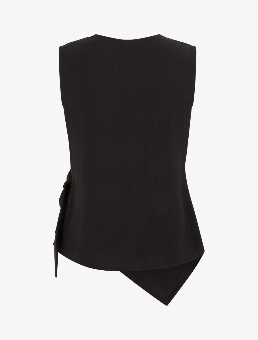 Top croisé à empiècement bijou - Noir - 2