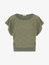 Top uni ajouré à manches courtes - Kaki - 1
