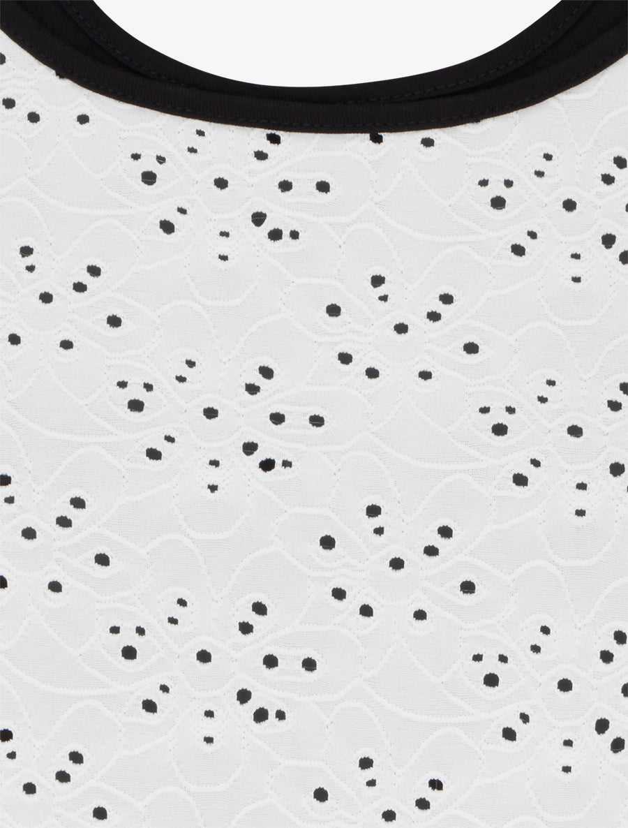 Top uni ajouré à manches courtes - Blanc - 3