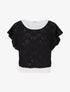 Top uni ajouré à manches courtes - Noir - 1