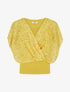 Top imprimé petits ronds à manches volantées - Jaune - 1
