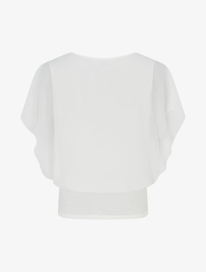 Top uni à manches volantées - Blanc - 2