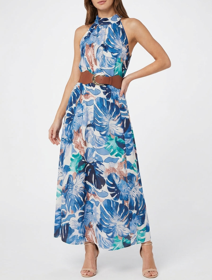 Vestido largo sin mangas estampado tropical - Marine