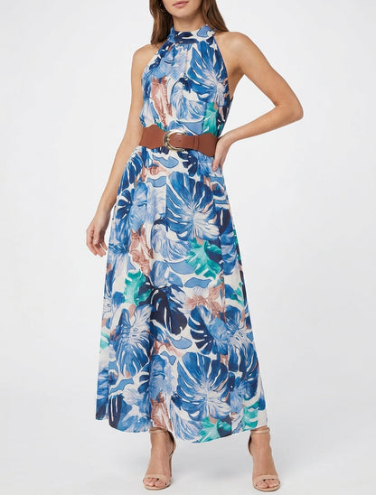 Vestido largo sin mangas estampado tropical - Marine