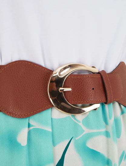 Robe mi-longue à bretelles en simili - Vert menthe - 3