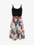 Robe mi-longue imprimée à bretelles en simili - Noir - 1