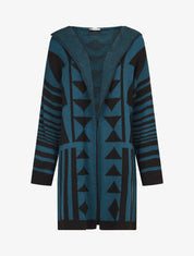 Gilet imprimé aztèque - Bleu pétrole - 1