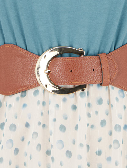 Robe coupe évasée imprimé pois fantaisies - Bleu clair - 3