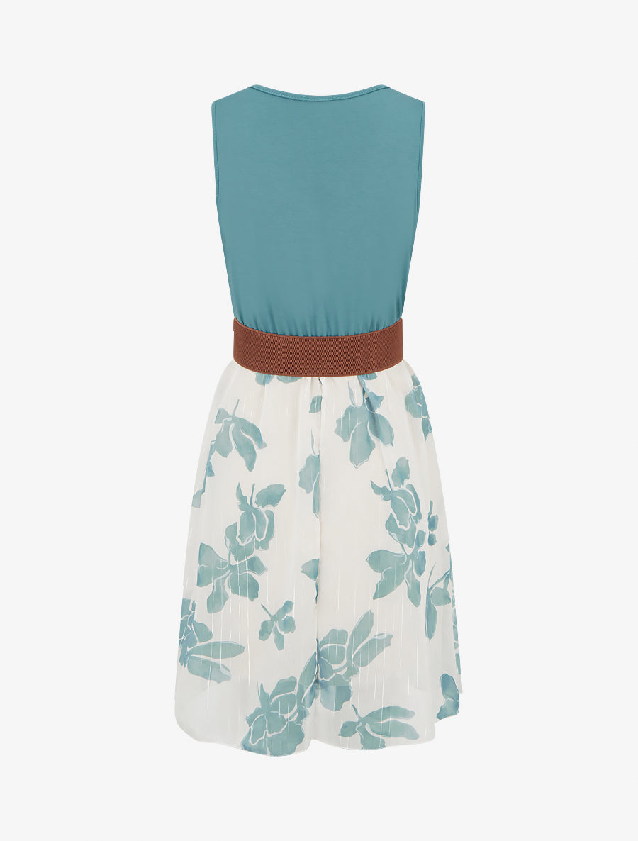 Robe coupe évasée imprimé floral - Bleu clair - 2