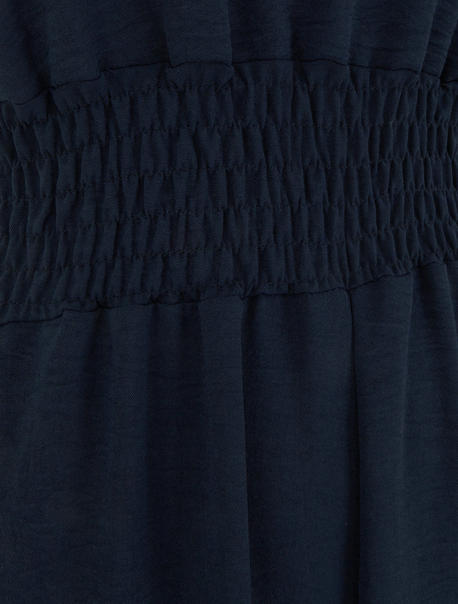 Combinaison unie à bretelles à motif coeurs - Marine - 3