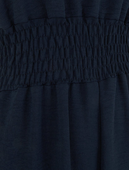 Combinaison unie à bretelles à motif coeurs - Marine - 3