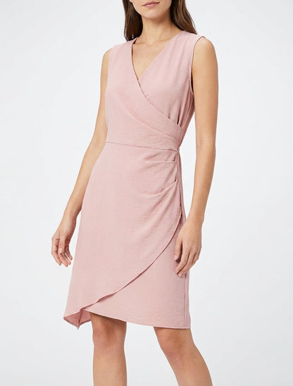 Vestido sin mangas estilo cruzado - Rosa