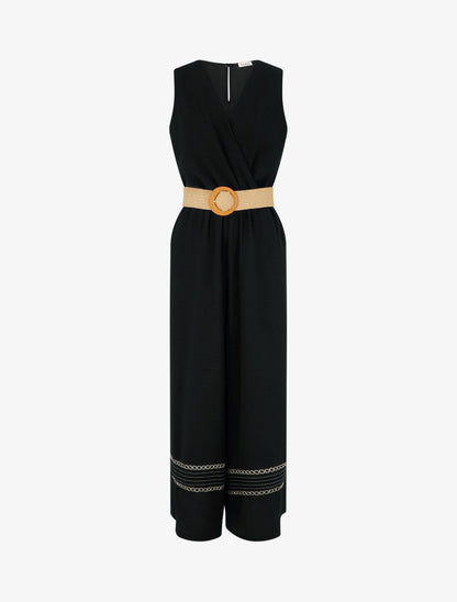 Combinaison ample à bords brodés - Noir - 1