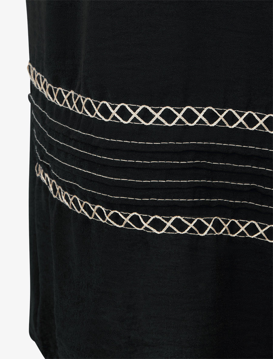 Combinaison ample à bords brodés - Noir - 3