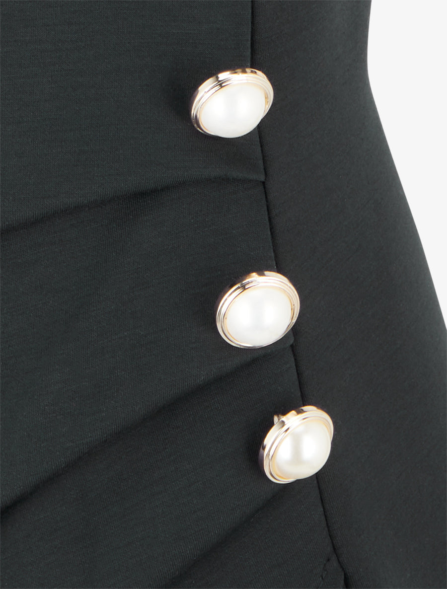 Robe ajustée à boutons décoratifs - Noir - 3