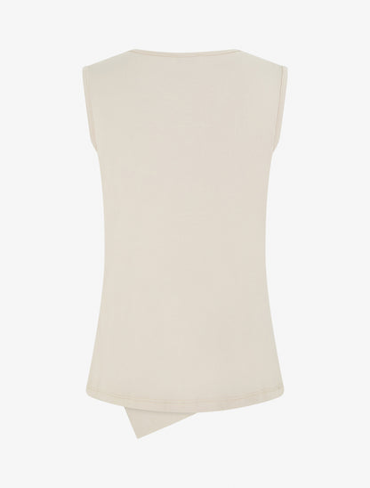 Top uni sans manches à col rond - Beige - 2