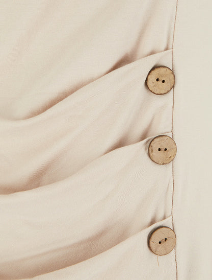 Top uni sans manches à col rond - Beige - 3