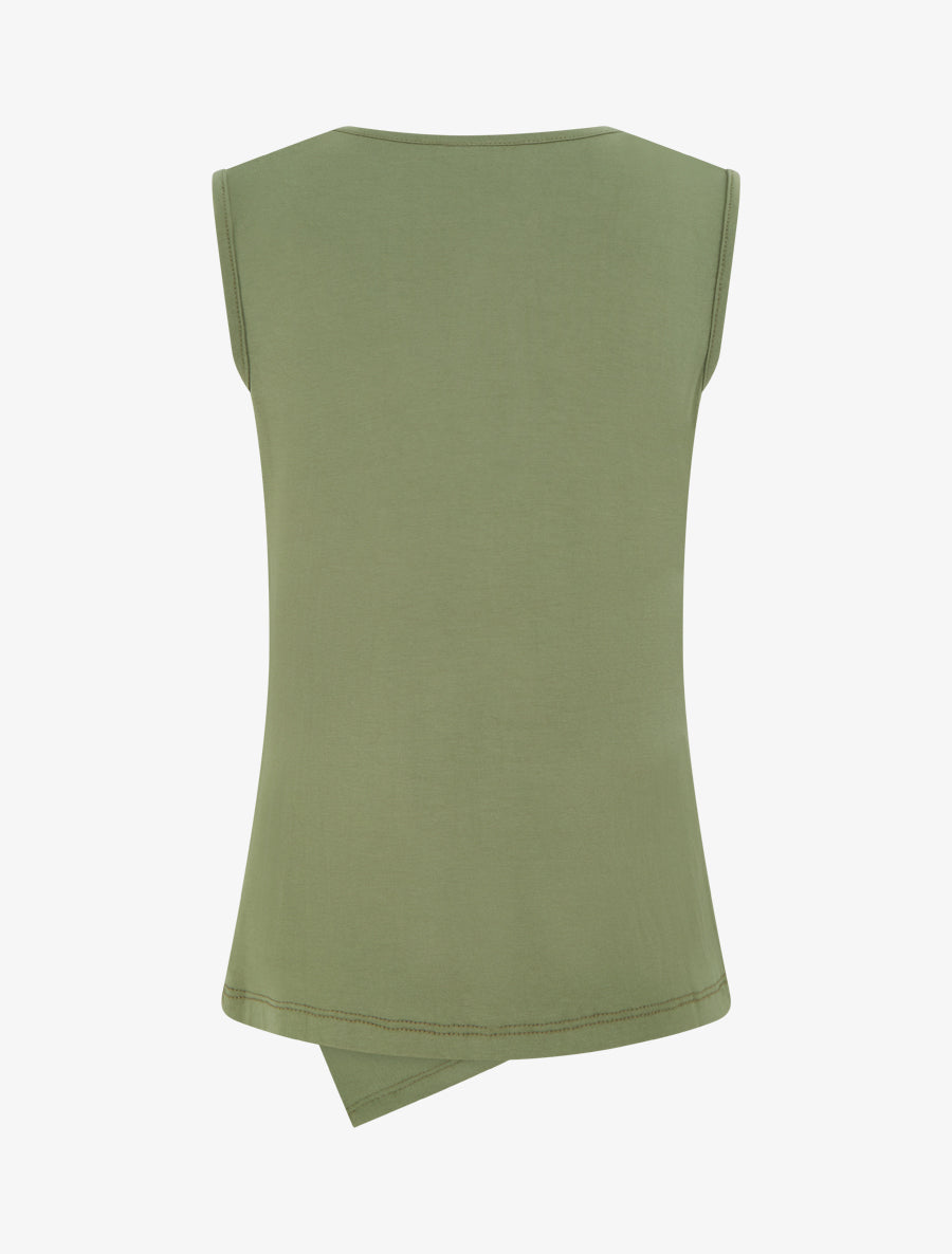 Top uni sans manches à col rond - Kaki - 2