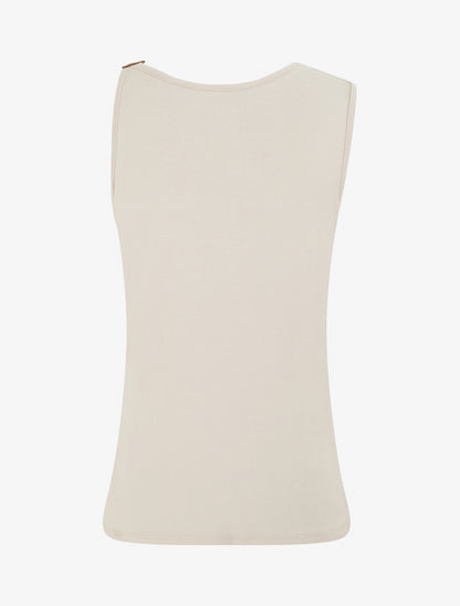 Top fluide à bretelle en simili - Beige - 2