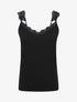 Débardeur côtelé à bretelles en dentelle - Noir - 1