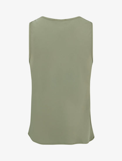 Top sans manches à col bénitier et dentelle - Kaki - 2