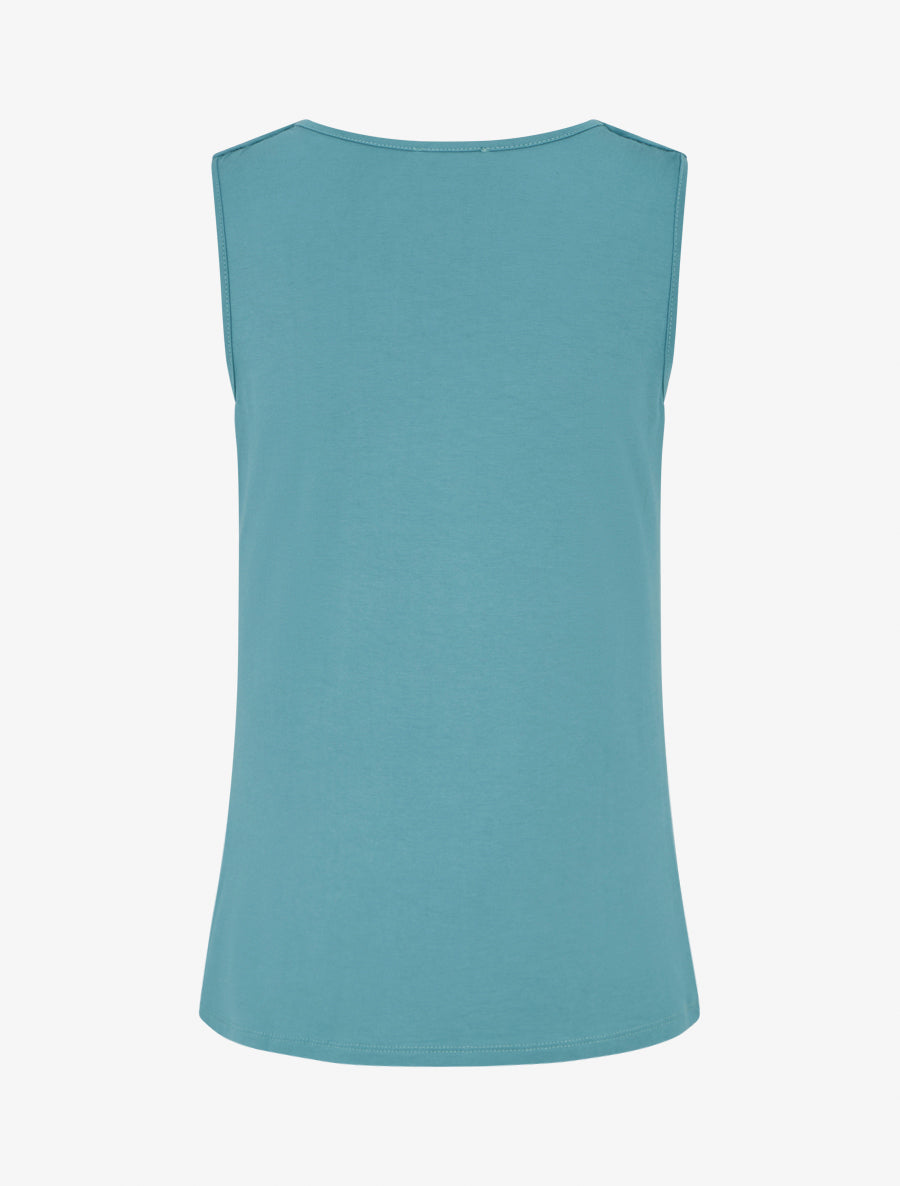Top sans manches effet superposé à bijou - Bleu clair - 2