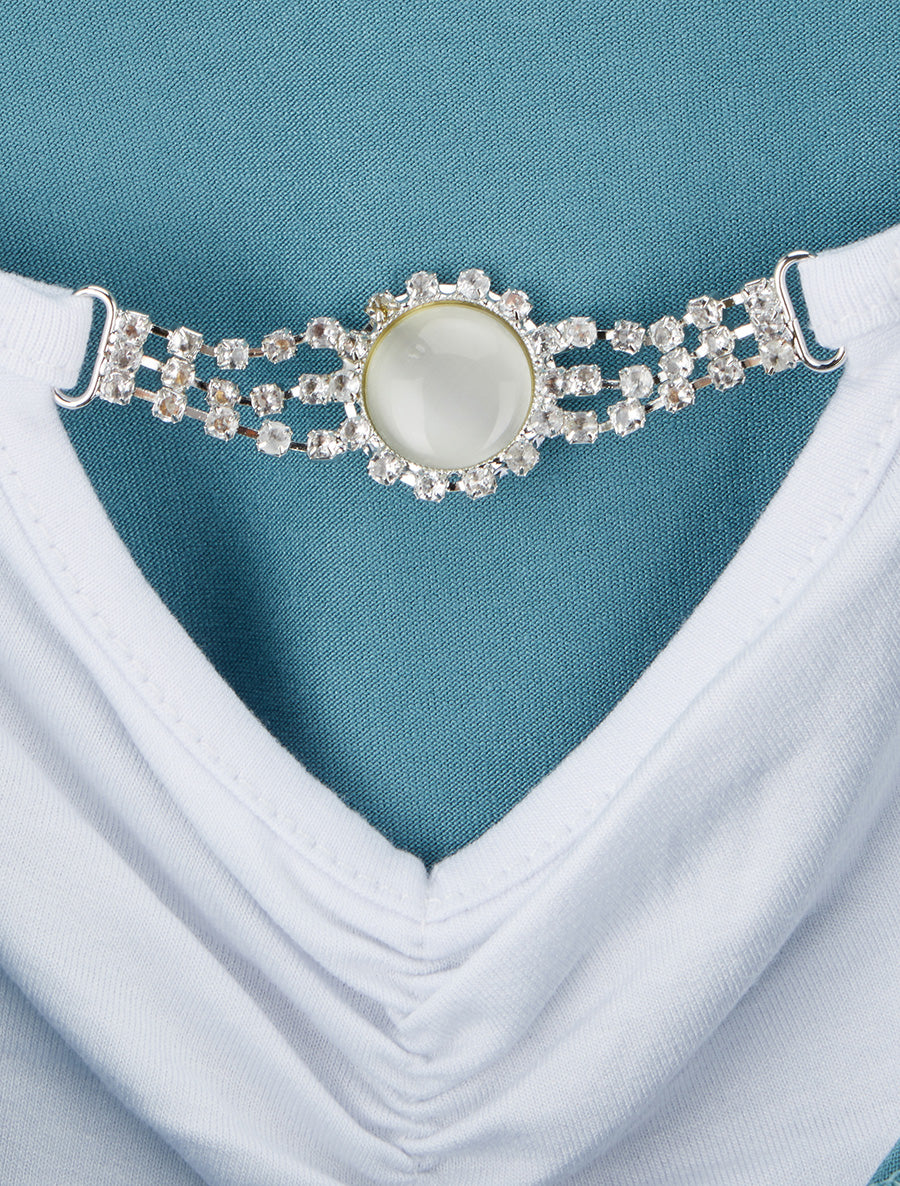 Top sans manches effet superposé à bijou - Bleu clair - 3