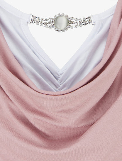 Top sans manches effet superposé à bijou - Rose - 3