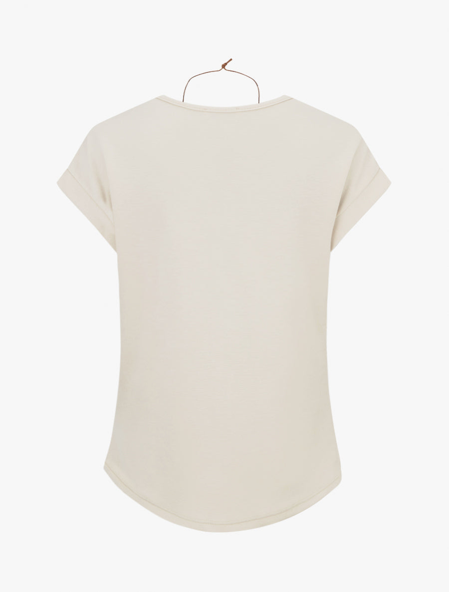 Top manches courtes à col bénitier - Beige clair - 2