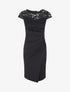 Robe ajustée à dentelle et drapé - Noir - 1