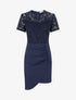 Robe ajustée à manches courtes et dentelle - Marine - 1