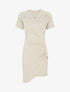 Robe ajustée à manches courtes et dentelle - Beige - 1
