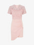 Robe ajustée à manches courtes et dentelle - Rose - 1
