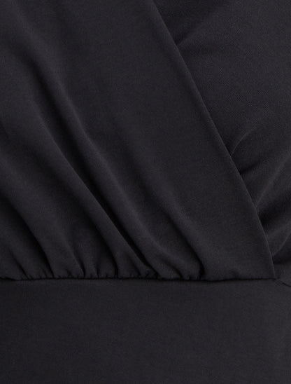 Robe sans manches unie style portefeuille - Noir - 3