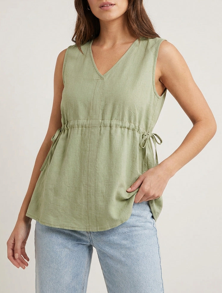 Top fluido con cuello en V - Caqui
