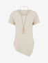 Top manches courtes à bords asymétriques - Beige - 1