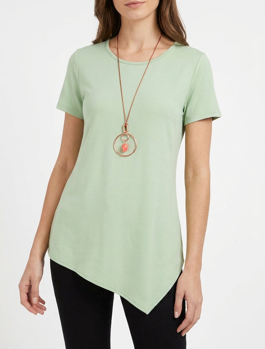 Top de manga corta con bordes asimétricos - Verde agua