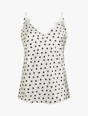 Caraco imprimé coeurs à dentelle au dos - Blanc - 1