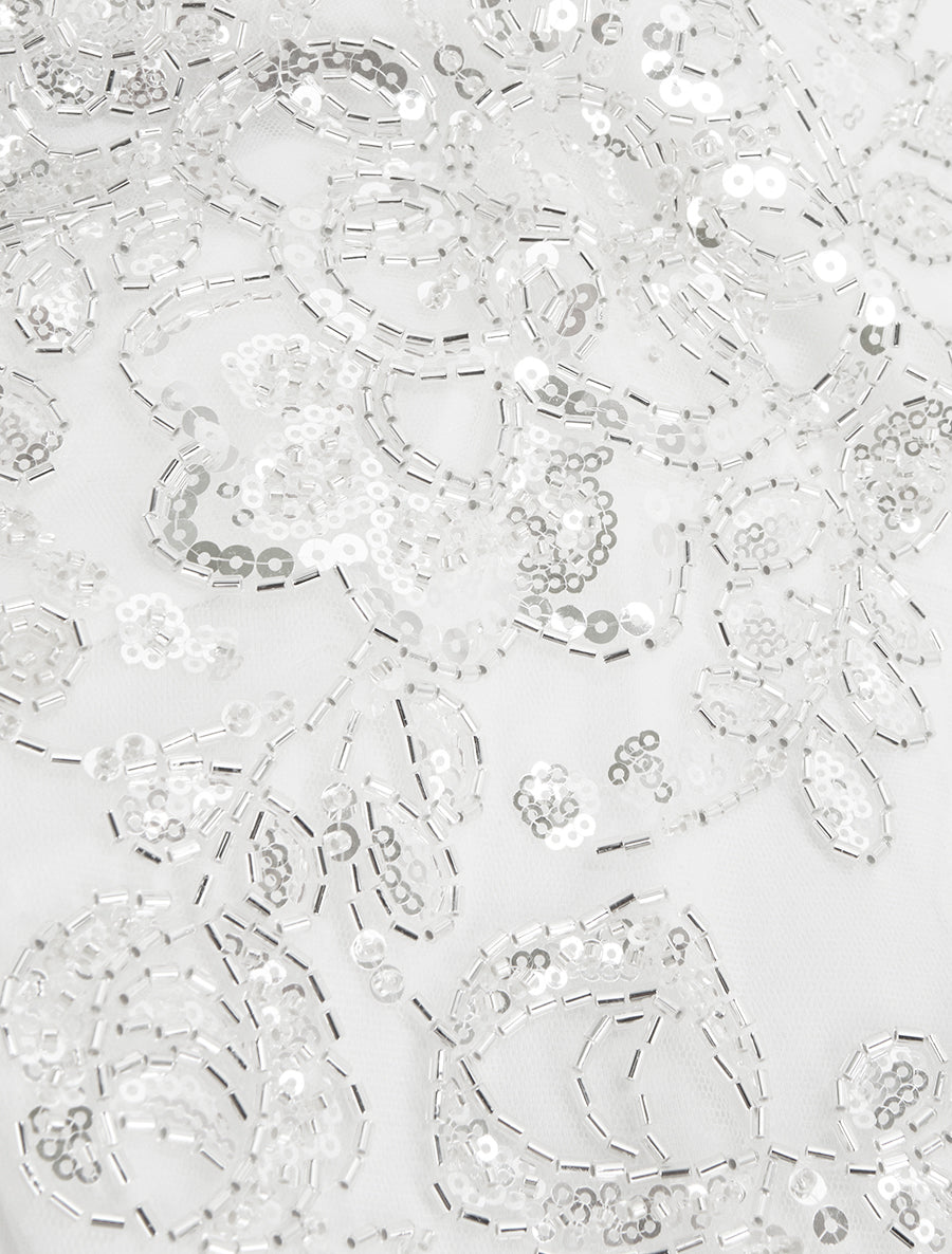 T-shirt manches courtes à épaules strassées - Blanc - 3